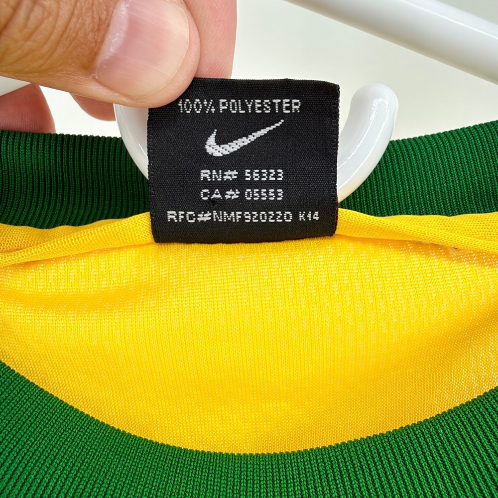 Vintage Nike Brazil CBF Soccer Jersey Mesh Panel Athletic Shirt S Yellow Green - Picture 8 of 8
